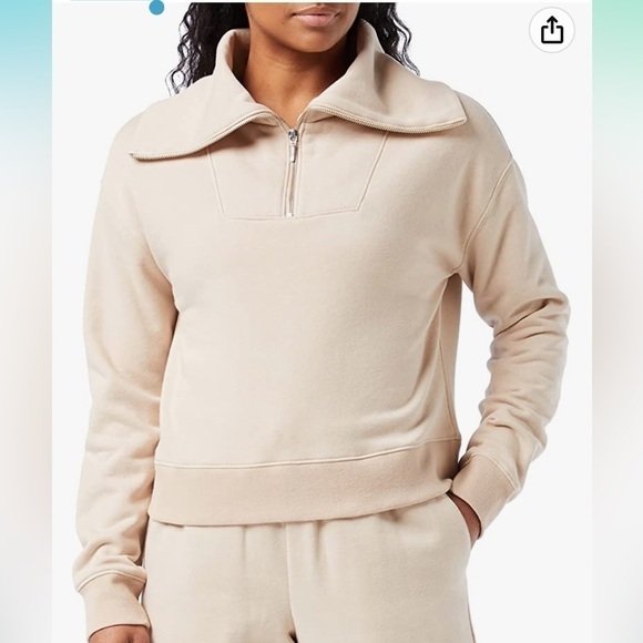 NWT XS Core 10 Women's Super Soft Half Zip Long-Sleeve Cropped Sweatshirt - Picture 1 of 5